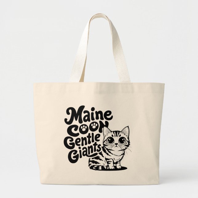 Maine Coon Gentle Giants Cat Large Tote Bag (Front)