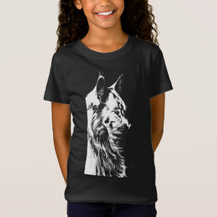 Maine Coon Girl's Black Jersey T-Shirt Kids