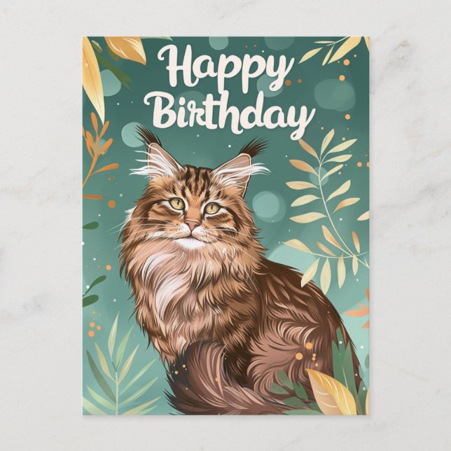 Maine Coon Happy Birthday Postcard (Front)