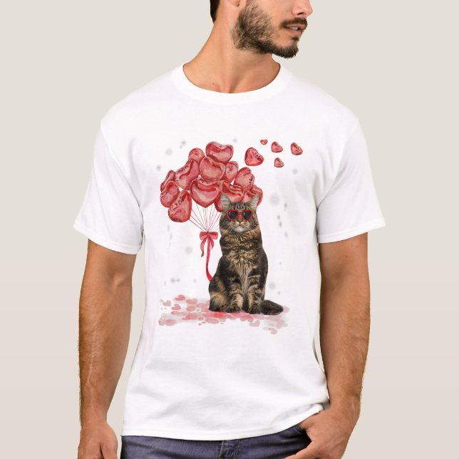 Maine Coon Heart Valentines T-Shirt (Front)