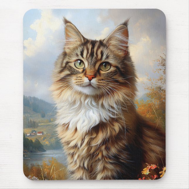 Maine Coon Kitten Portrait Mouse Mat (Front)