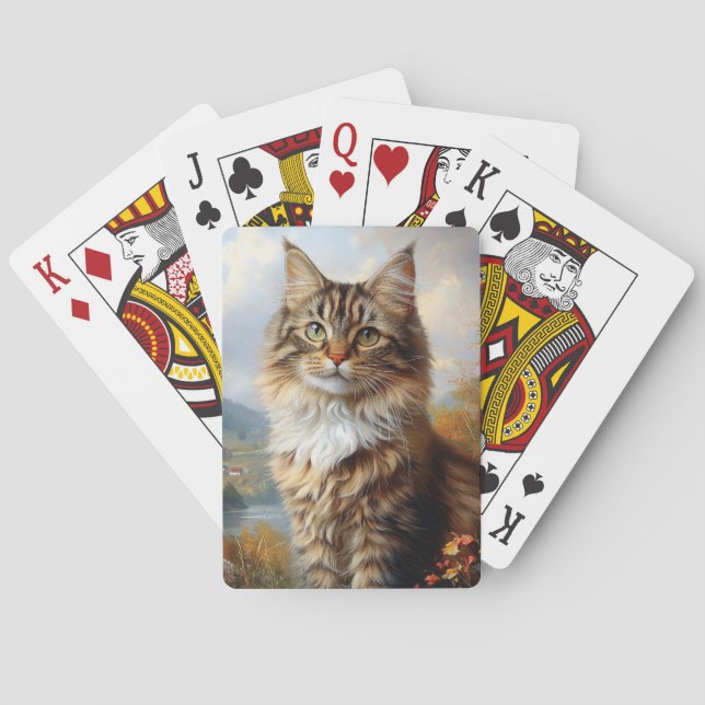 Maine Coon Kitten Portrait Playing Cards (Back)