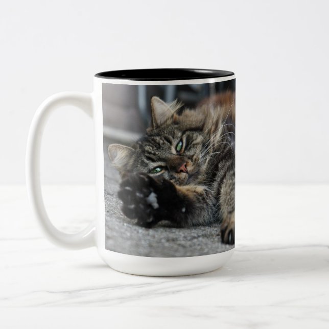 Maine Coon  Kitty Cat Two-Tone Coffee Mug (Left)