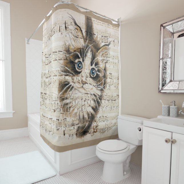 Maine Coon Kitty music Shower Curtain (In Situ)