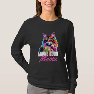 Maine Coon Mama Colourful Cute Cat Owner Women Pet T-Shirt
