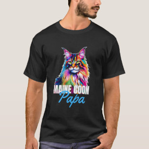 Maine Coon Papa Colourful Cute Cat Owner Boy Pet L T-Shirt