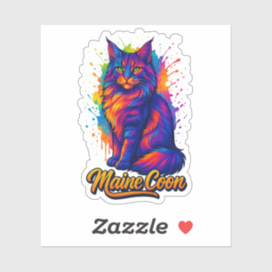 Maine Coon Pop Art Colorful Cat Illustration