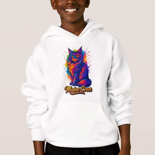 Maine Coon Pop Art Colourful Cat Illustration (Front)