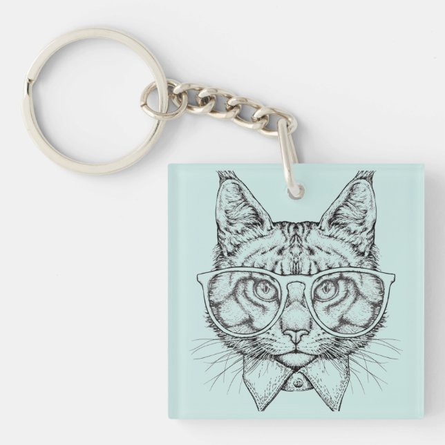 Maine Coon Portrait Key Ring (Front)