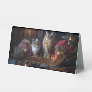 Maine Coon Snowy Sleigh Christmas Decor