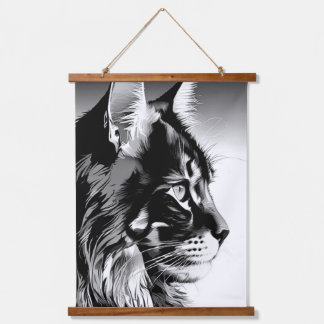 Maine Coon Tapestry: Black & White Cat Wall Hangin Hanging Tapestry