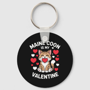 Maine Coon Valentine Adorable Cat Design Mom Kitty Key Ring