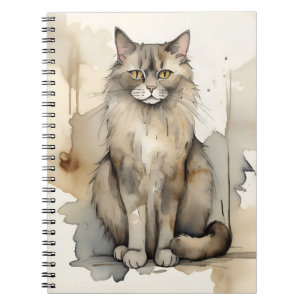 Maine Coon Watercolor Illustration Notebook