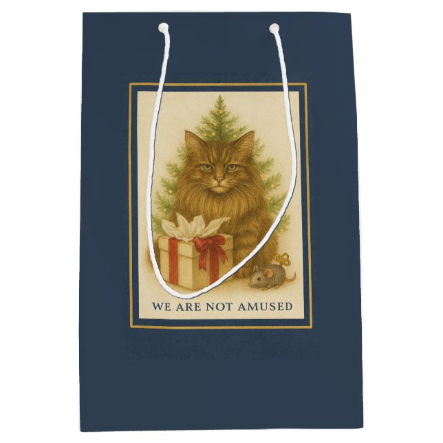 Maine Coon “We Are Not Amused” Christmas Gift Bag  (Front)