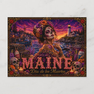 Maine Día de los Muertos Retro Postcard