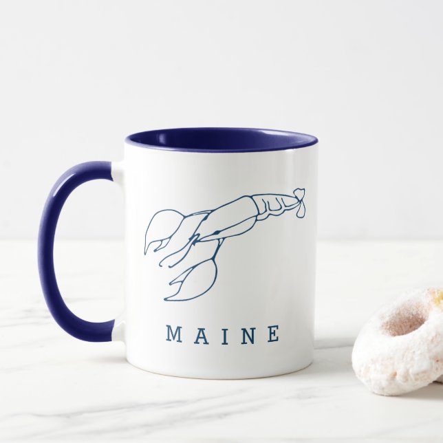 Maine - Elegant Blue Lobster - Custom Mug (With Donut)