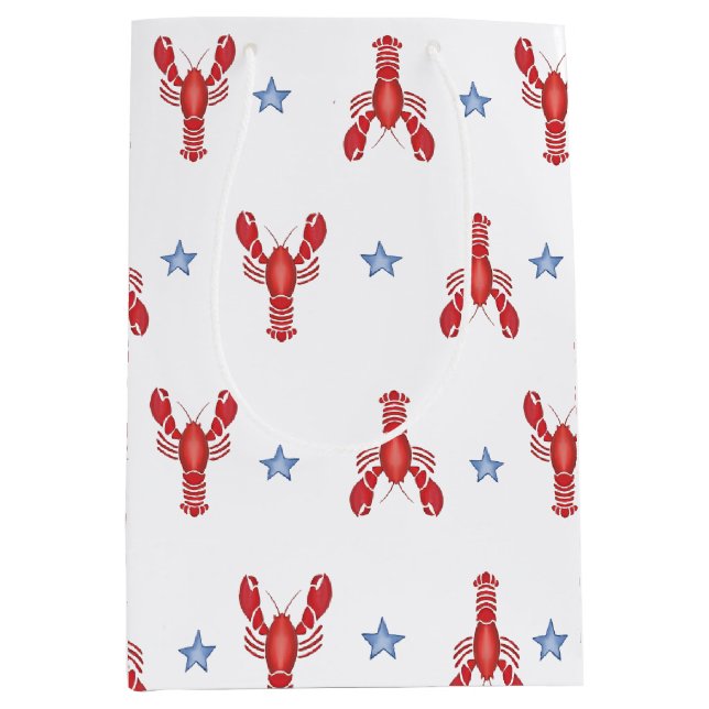 Maine Event Lobster Preppy Seaside Coastal Medium Gift Bag (Front)