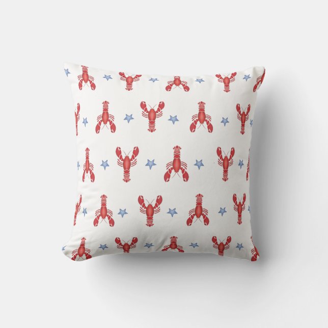Maine Event Lobster Shack Preppy Seaside Coastal Cushion (Front)