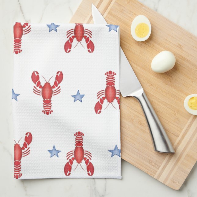 Maine Event Lobster Shack Preppy Seaside Coastal Tea Towel (Quarter Fold)