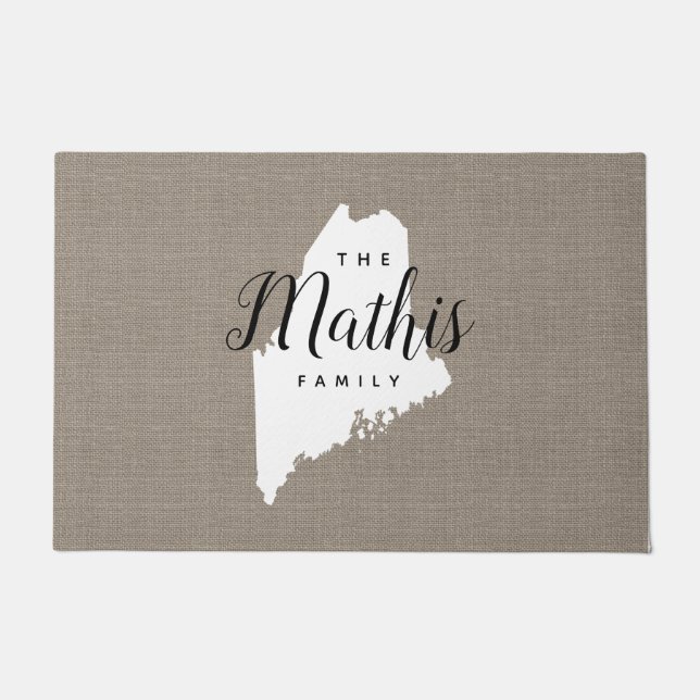 Maine Family Monogram State Doormat (Front)