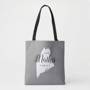 Maine Family Monogram State Tote Bag
