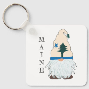 Maine Flag Gnome Hat Key Ring