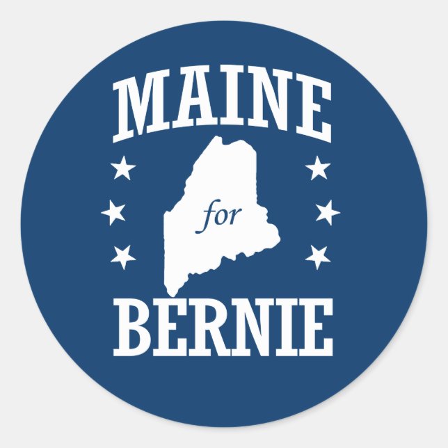MAINE FOR BERNIE SANDERS CLASSIC ROUND STICKER (Front)