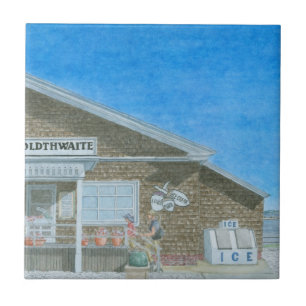 Maine General Store Watercolor Tile