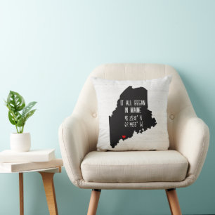 Maine GPS Coordinates with Heart Cushion