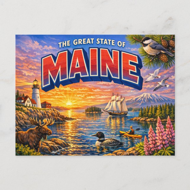 Maine Greetings Postcard  (Front)