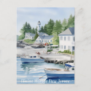 Maine Harbour New Jersey Watercolor Art  Postcard
