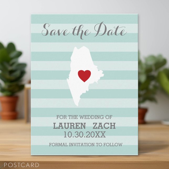 Maine Home State City Wedding Save the Date Announcement Postcard (Save the Date Postcard)