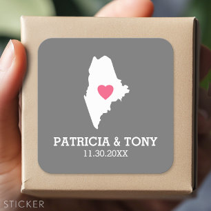 Maine Home State Love with Custom Heart Square Sticker