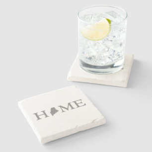 Maine Home State Map Shaped Letter Word Art Grey Stone Coaster