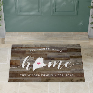 Maine Home State Personalised Wood Look Doormat