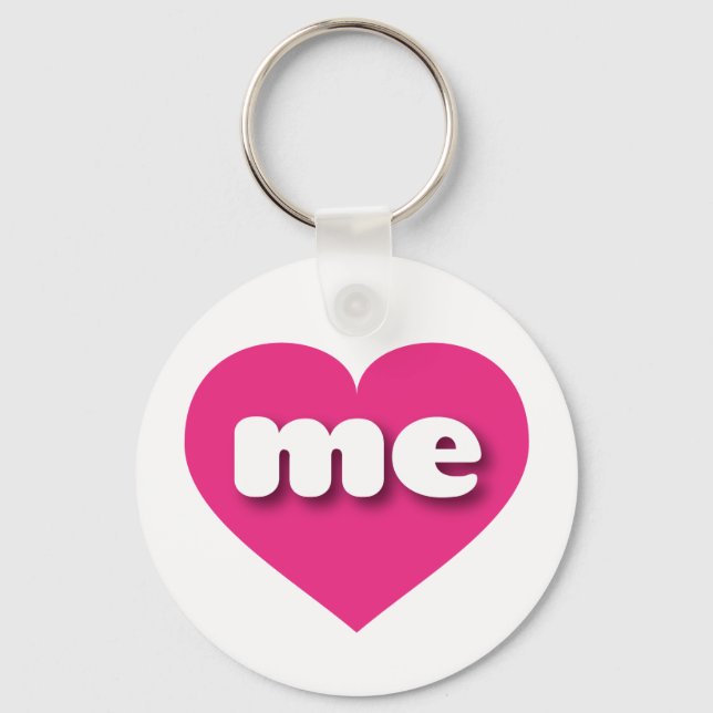 Maine hot pink heart - I love me Key Ring (Front)