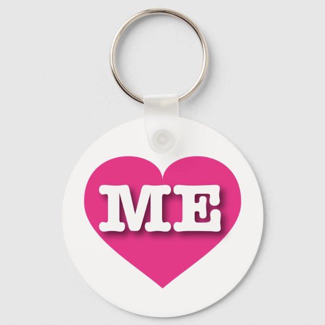 Maine Hot Pink Heart - I love ME Key Ring (Front)