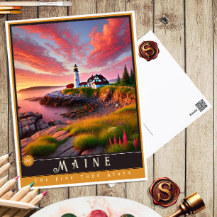 Maine   Hyper-Realistic State Postcard