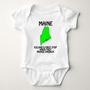 Maine - Iceland's First Stop When They Invade USA Baby Bodysuit
