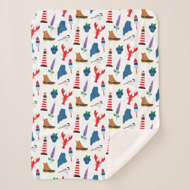 Maine Icons Sherpa Blanket (Front)