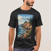 Maine Illustration Travel Art Vintage