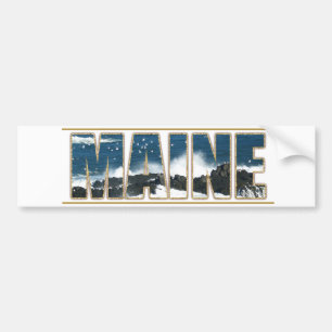 Maine Image Text - Waves Crashing Bumper Sticker