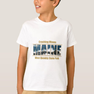 Maine Image Text - Waves Crashing T-Shirt