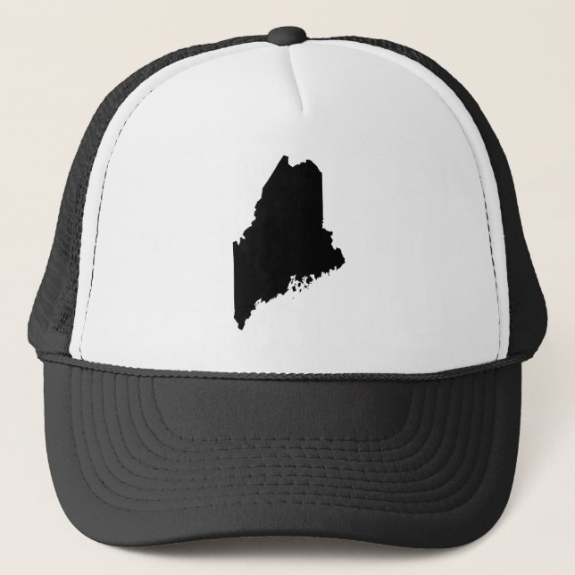 Maine in Black and White Trucker Hat (Front)