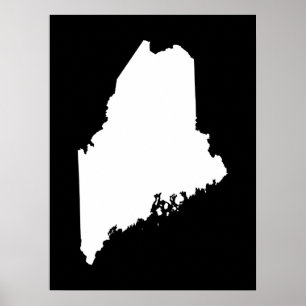 Maine in White and Black Poster