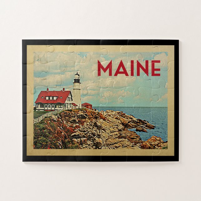 Maine Jigsaw Puzzle Vintage Travel (Horizontal)