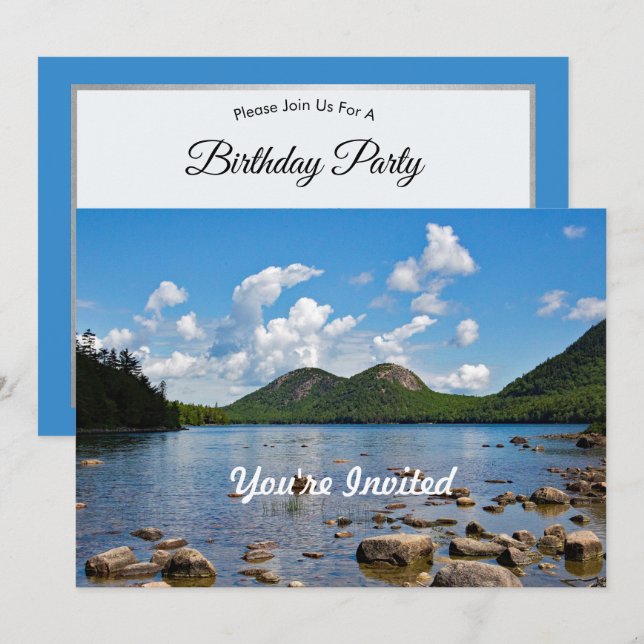 Maine Jordan Pond Photo Birthday Invitation (Front/Back)