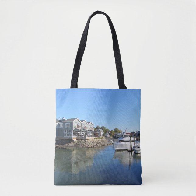 Maine Kennebunkport Boat Photo Tote Bag (Front)