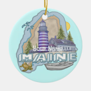 Maine Lighthouse Ceramic Tree Decoration