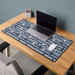 Maine Lighthouse Coastal Stripes - Nautical Mariti Desk Mat
